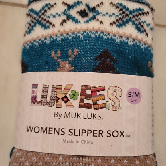 Muk Luks - Luk Ees Ladies Slipper Socks Reindeer design. Sz 5-7 - Picture 4 of 7